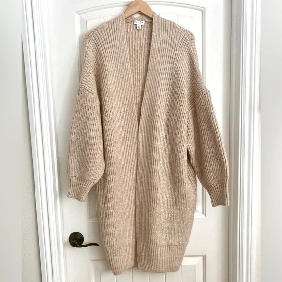 Topshop Sweaters Topshop Tan Ribbed Open Front Cocoon Cardigan Neutral Size 2 Oatmeal Beige Poshmark